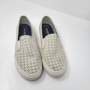 Sperry Top Spider Memory Foam Women Slip On Perforated Shoes‎ Ivory Size 8